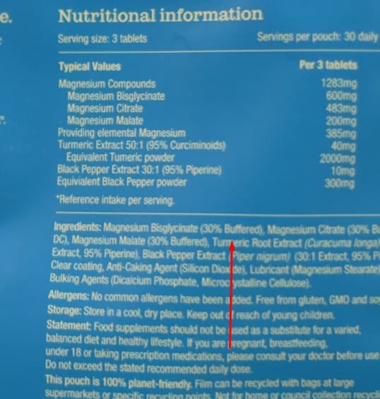 Free Soul magnesium label showing '30% Buffered' next to each magnesium form